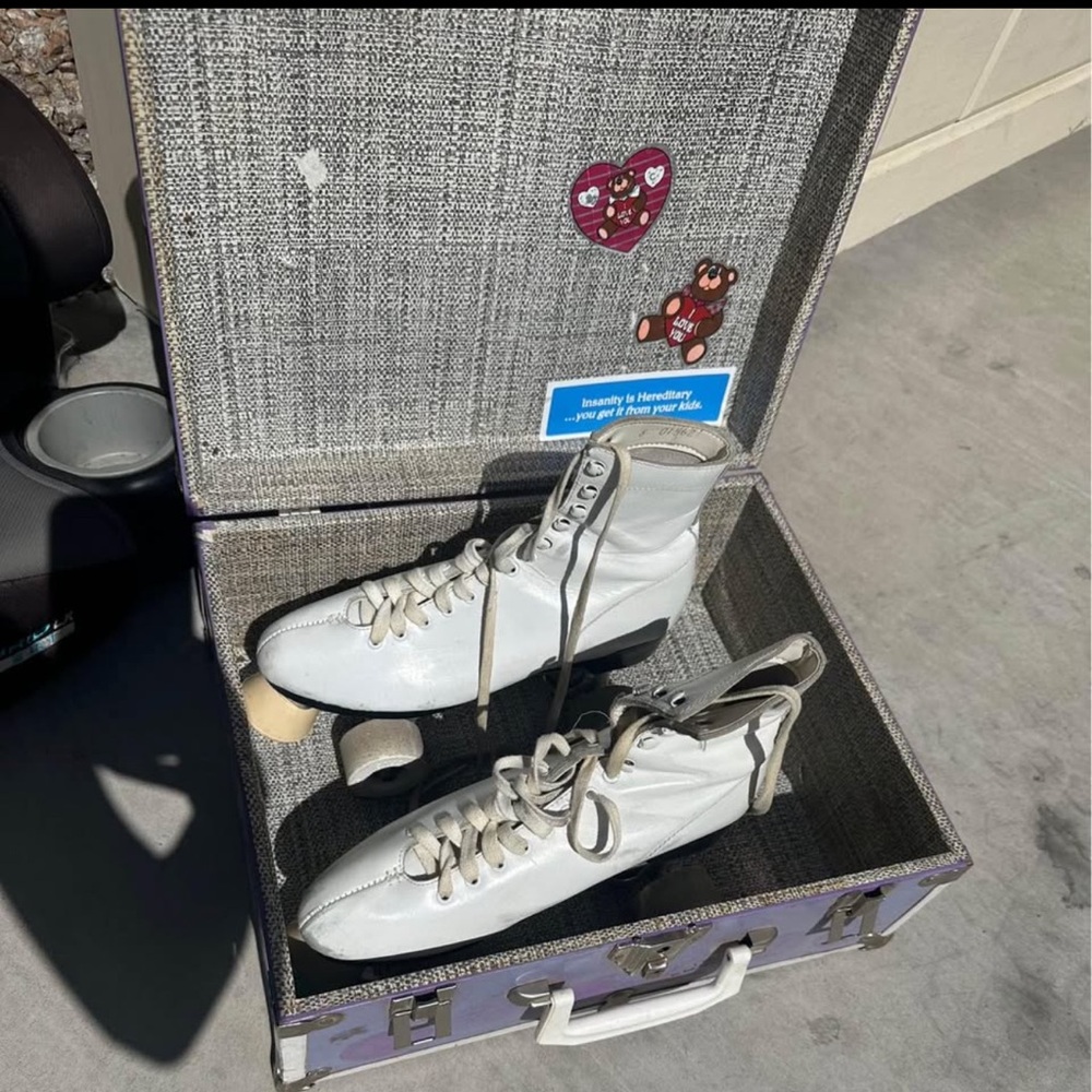 White Roller Skates with Case